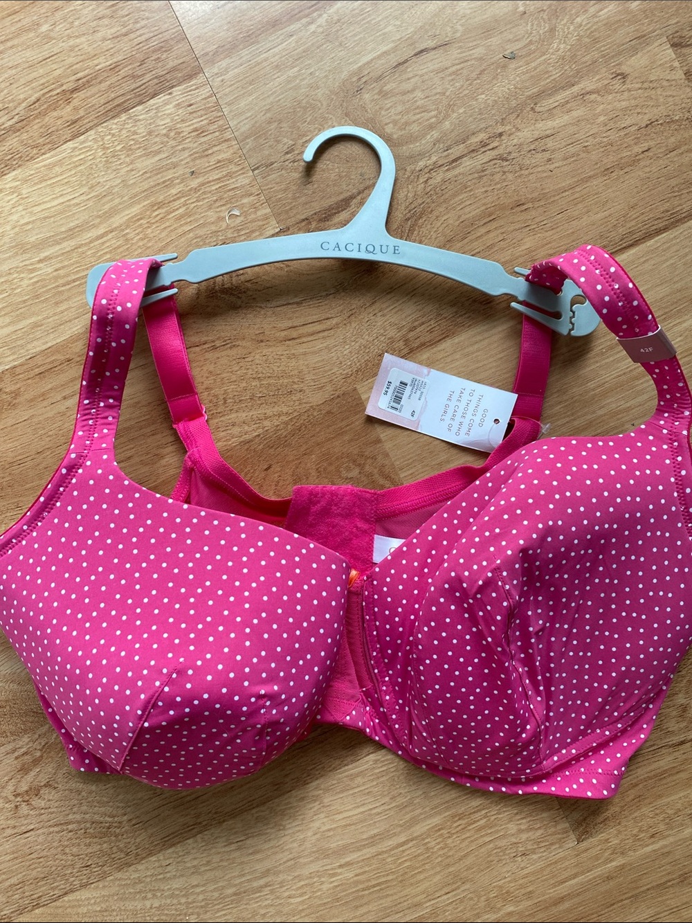 Cacique lightly lined balconette Polka Dot bra NWT